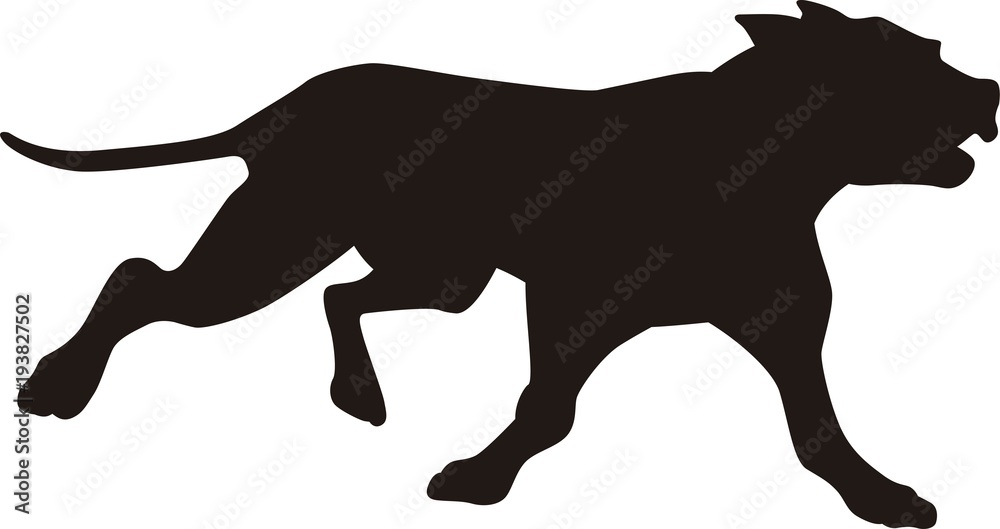 Running pitbull vector silhouette
