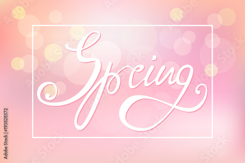 Abstract pink background with inscription-spring.