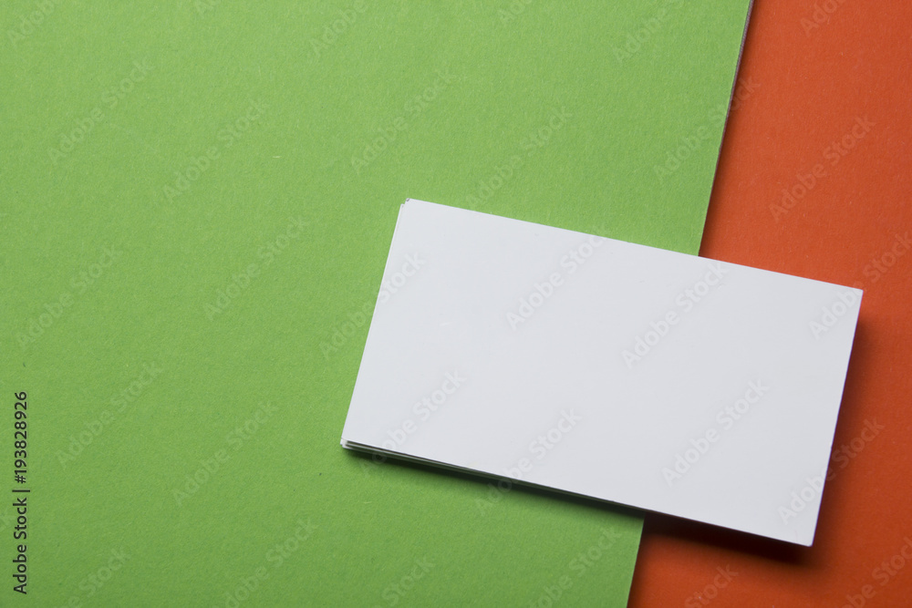 Business cards Mockup on color background. Flat Lay. copy space for text Business cards Mockup on color background. Flat Lay. copy space for text