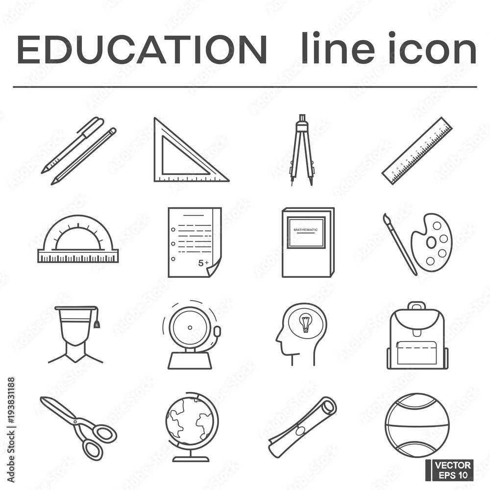 Set of line icons, education. Set of line icons, education.