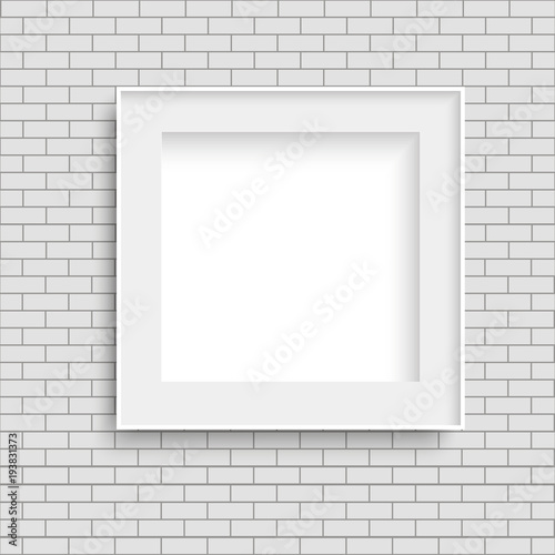 Realistic white photo poster frame mock up. Vector.