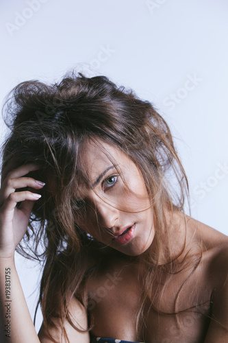 Woman with messy hair 
