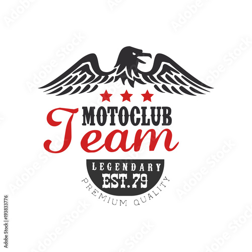 Motoclub team logo, legendary est 1979, premium quality design element for motor or biker club, motorcycle repair shop, print for clothing vector Illustration on a white background