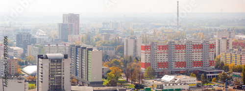 Photography Panoramic view of Bratislava with modern apartment buildings