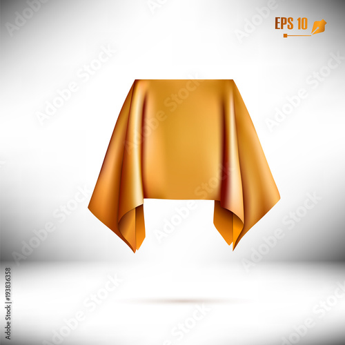 Box Covered With Gold Cloth. Prize Or Reward. Vector Illustration.