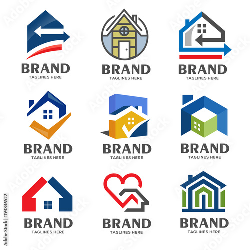 creative Real Estate logo, Property and Construction Logo design Vector, colorful homes logo concept, 3d house logo