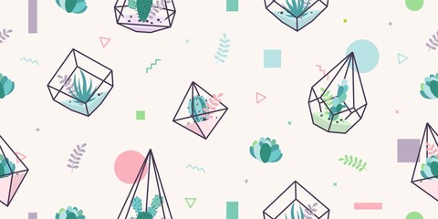 Sierkussen Terrariumplanten patronen Glazen terrarium met cactussen patroon  © gaga vastard