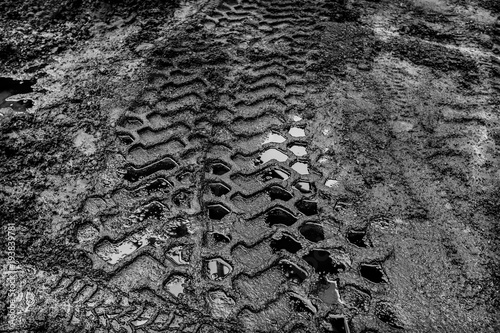 Truck tracks in mud