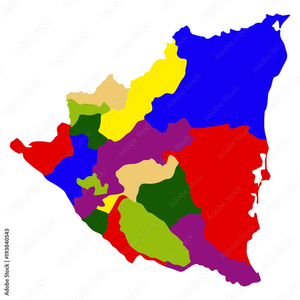 Fototapeta premium Political map of Nicaragua
