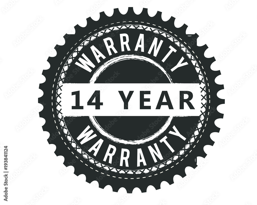 14 years warranty icon vintage rubber stamp guarantee