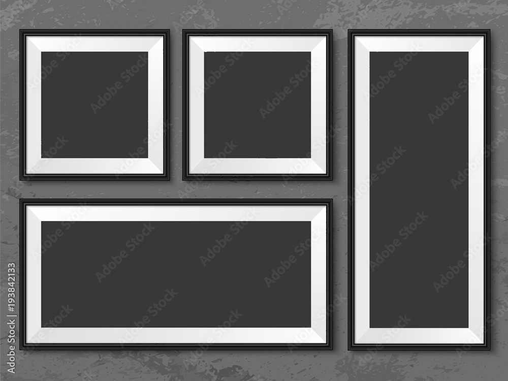 Frames wall gallery grey grunge background mock up vector Frames wall gallery grey grunge background mock up vector