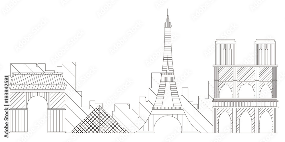 Paris cityscape outline