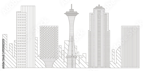Seattle cityscape outline