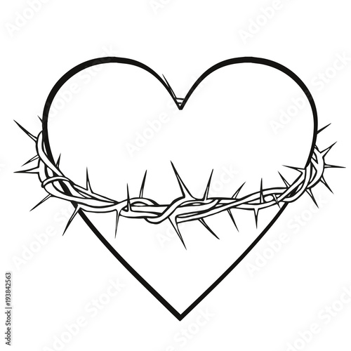 Crown of Thorns and Heart Vector Illustration-illustration