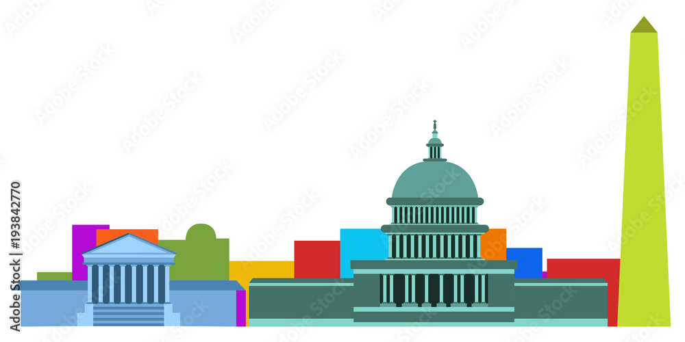 Colored cityscape of Washington