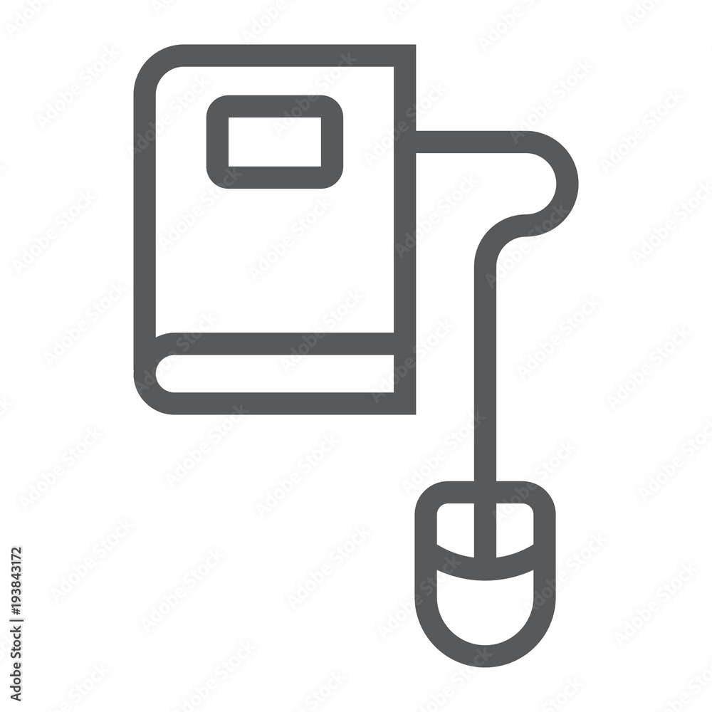 Mouse and book line icon, e learning and education, knowledge sign vector graphics, a linear pattern on a white background, eps 10. Mouse and book line icon, e learning and education, knowledge sign vector graphics, a linear pattern on a white background, eps 10.