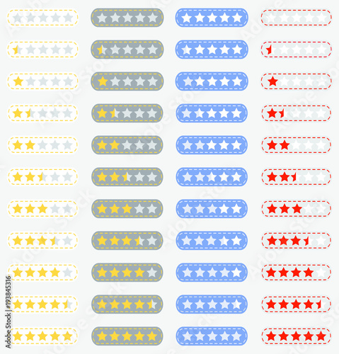 Star review rating icon collection with stars