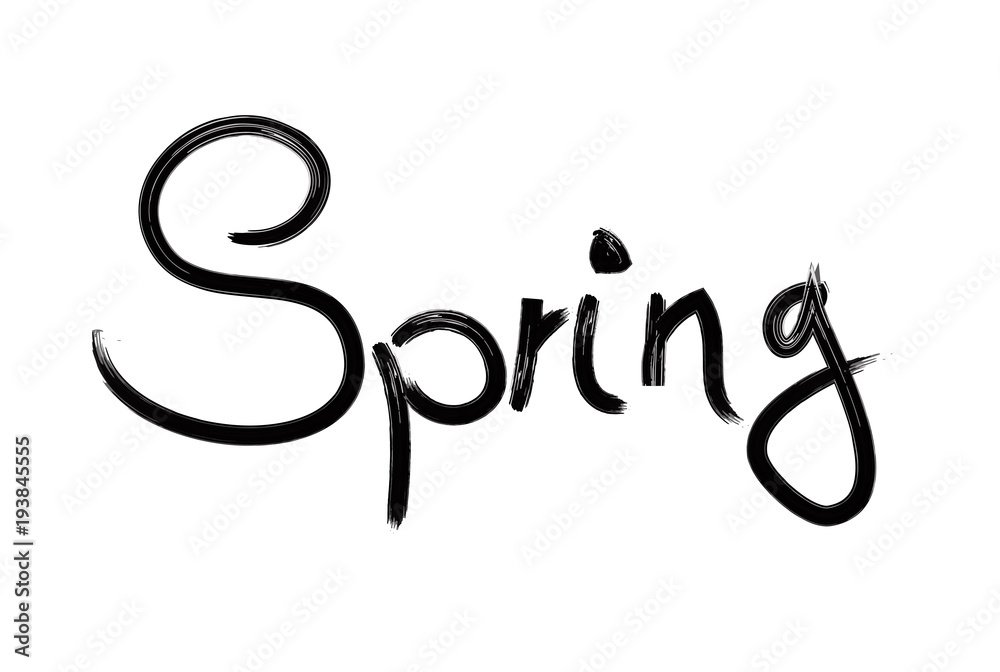 Spring text written by hand in grunge letters in bold font isolated on white background. Spring text written by hand in grunge letters in bold font isolated on white background.