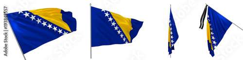 Valokuva Fluttering, solemn, diplomatic, ceremonial and mourning flag of Bosnia and Herze