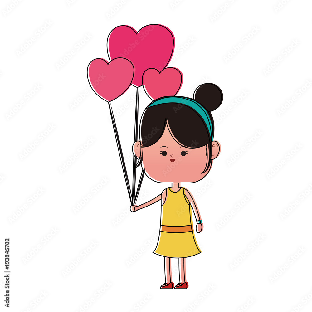 Cute Girl with balloons vector illustration graphic design Cute Girl with balloons vector illustration graphic design