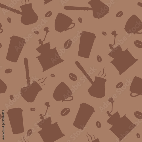 Vector hand drawn coffee pattern.