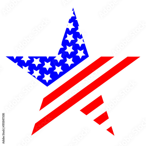 Decorative star United States of America flag icon symbol logo sign.