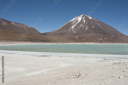 Laguna Verde is a highly concentrated salt lake located in the Eduardo Avaroa Andean Fauna National Park at the foot of the Licancabur volcano, Sur Lipez Province, Bolivia - South America  photo