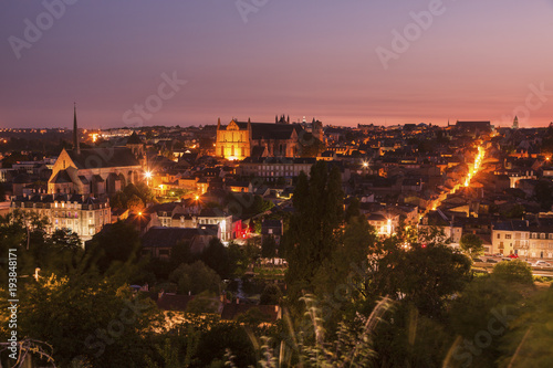 Panorama of Poitiers at sunset