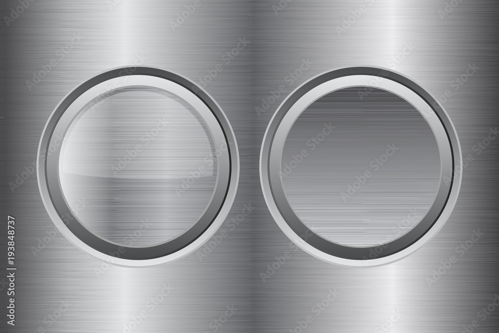 Round buttons. Metal brushed texture Round buttons. Metal brushed texture