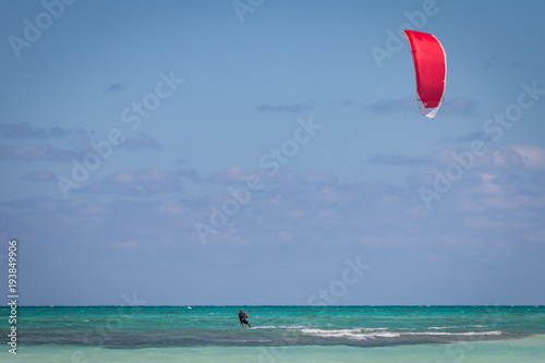 Kite Surfing In Turquoise Waters