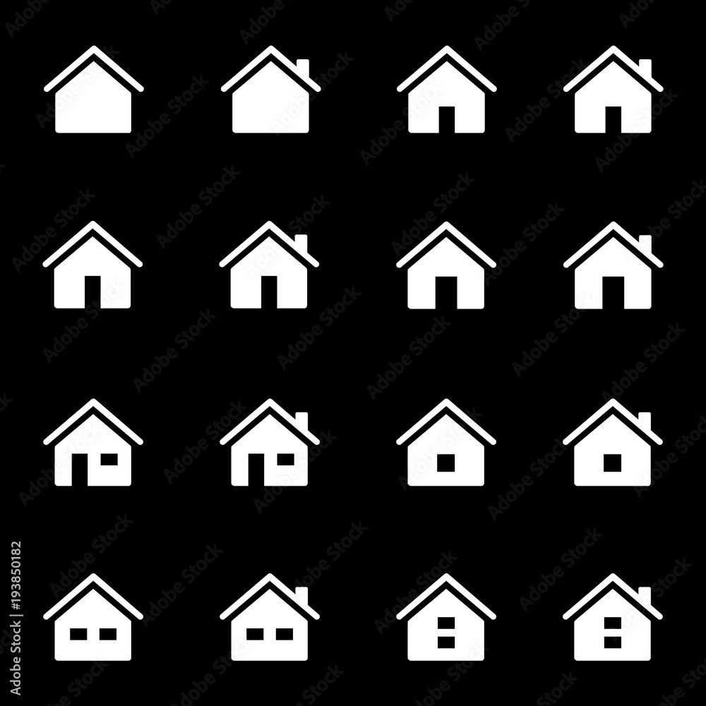 Set of icons representing house or home. Home page sign. Vector Illustration