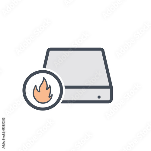 Burn disk drive hard hot storage icon