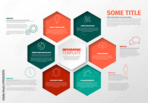 Vector Minimalist Infographic report template with hexagons