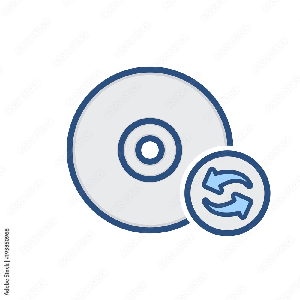 Compact disk drive reload storage icon Compact disk drive reload storage icon