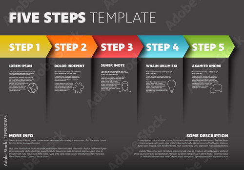 Vector progress five steps template