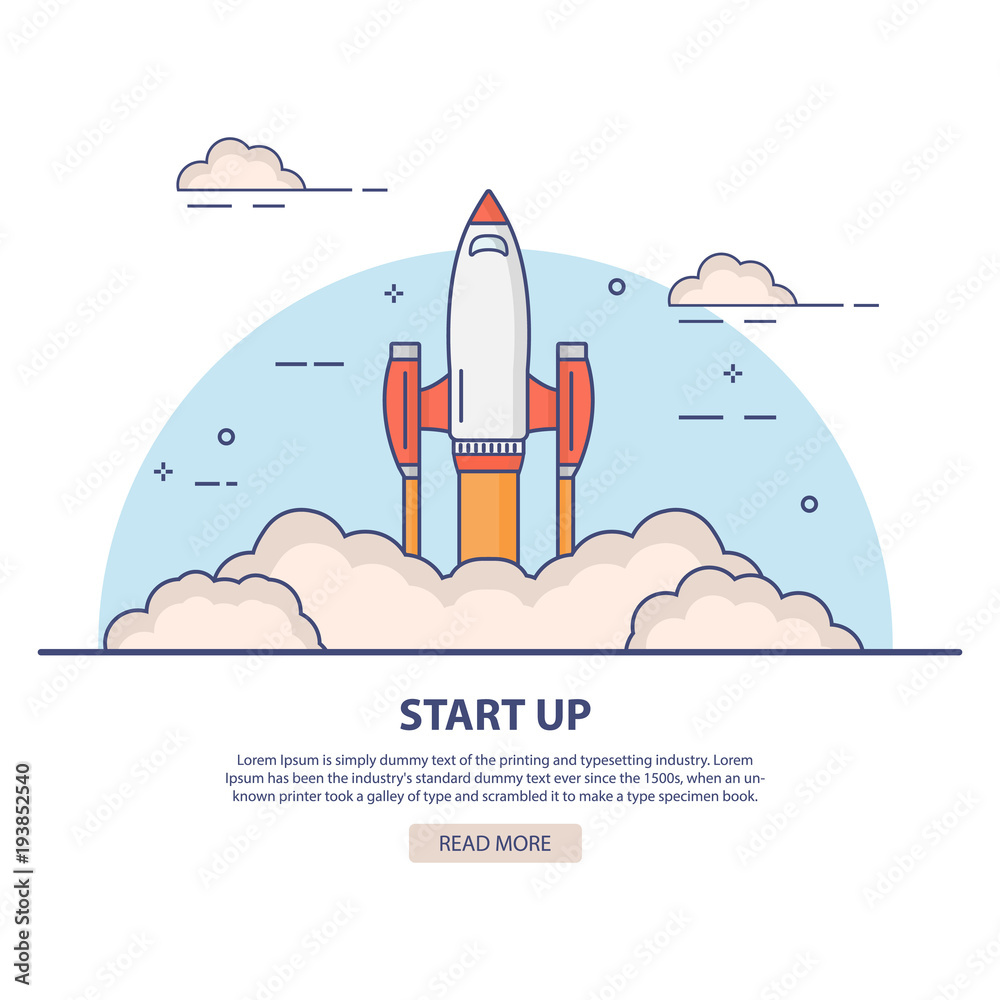 Rocket  illustration of rocket ship  new  business project concept creative  linear style vector Stock  Vector | Adobe Stock