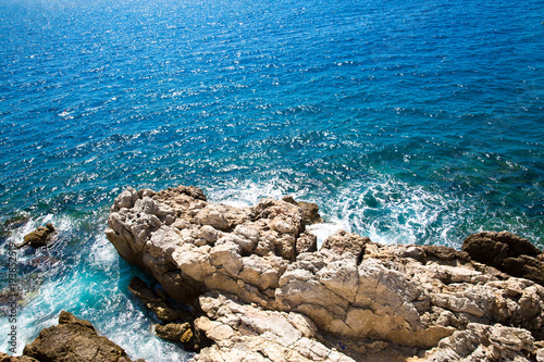 Fototapeta Nice, blue sea,  French Riviera, Cote d'Azur or Coast of Azure.