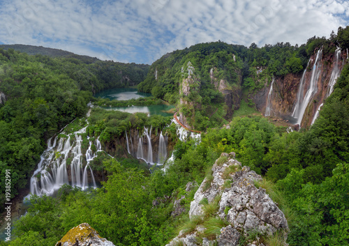 panorama of Plitvice waterfalls