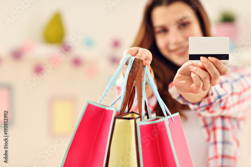 Attractive woman buying Easter gifts online