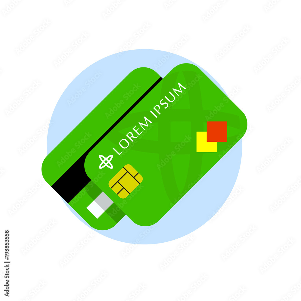 Credit card vector flat icon. Credit cards front and back