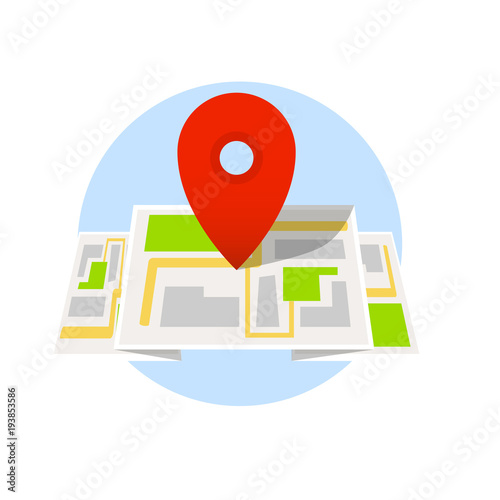 Free Download Location map with red pointer, marker isolated on white background. Vector Flat Icon - GFXLoad