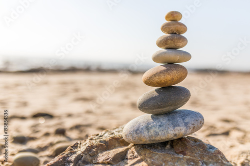 Photography Pyramid of stones on the beach