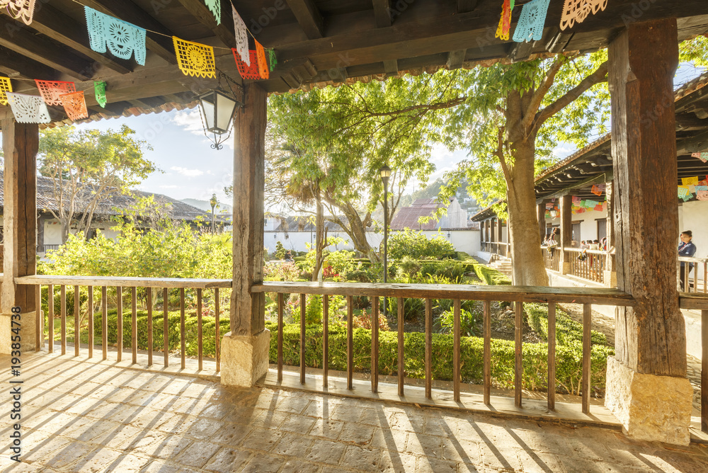 A garden in cultural center of San Cristobal de las Casas in Chiapas in Mexico