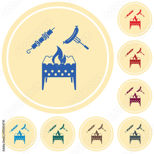 Brazier, kebab and sausage icon