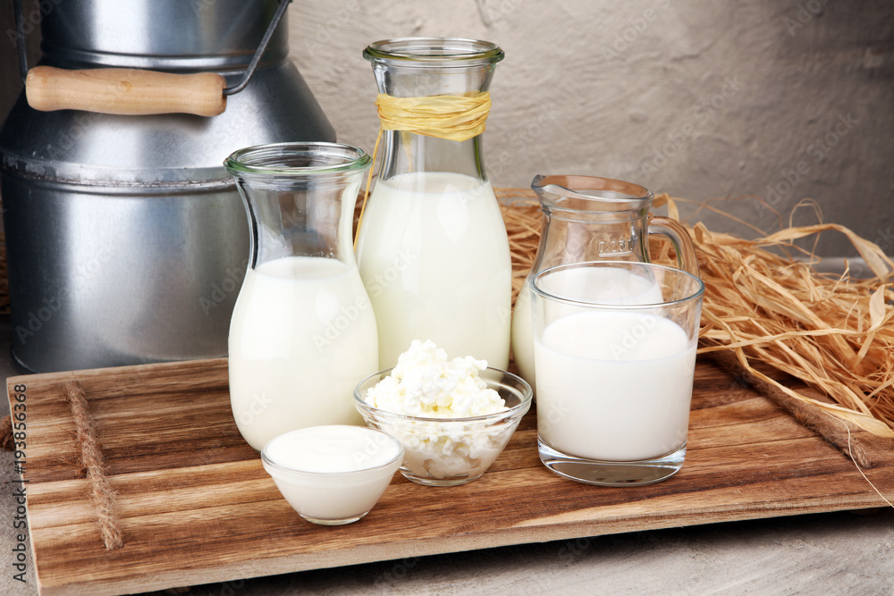 milk products. tasty healthy dairy products on a table on milk products. tasty healthy dairy products on a table on