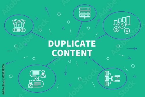 Conceptual business illustration with the words duplicate content