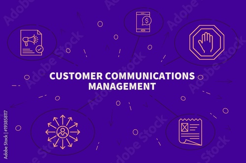 Conceptual business illustration with the words customer communications management