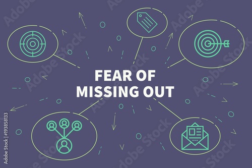 Conceptual business illustration with the words fear of missing out