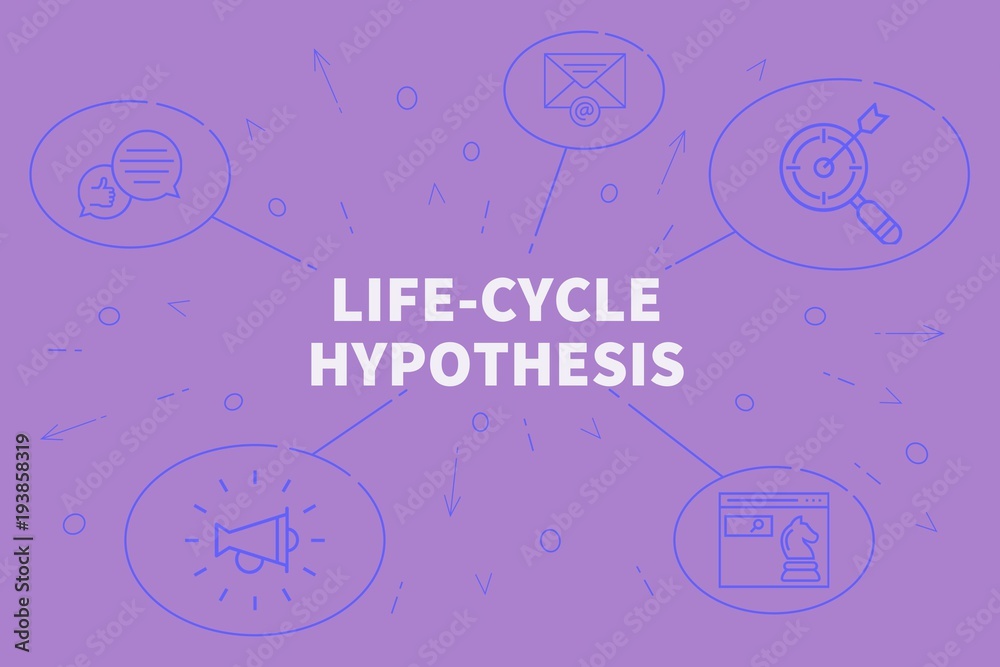 Conceptual business illustration with the words life-cycle hypothesis Conceptual business illustration with the words life-cycle hypothesis