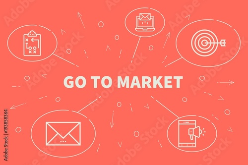 Conceptual business illustration with the words go to market